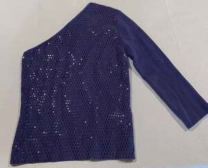 Vintage Y2K Cache Purple One Shoulder Silk Knit Top Mirror Tile M